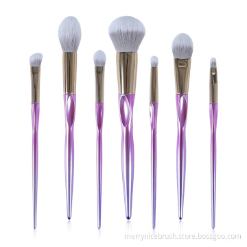 Merrynice new arrival private label pink purple 7Pcs makeup brush set gold makeup brushes